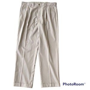 Pro Tour Cool Play Khaki Golf Pants Men Size 38 X 32 Tan Beige Pleated Cuffed